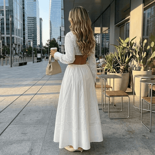 Collared Crop Top and Maxi Skirt Two-Piece Set - Diva Melody