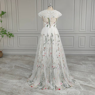 Colorful Embroidered A - Line Wedding Dress - Diva Melody