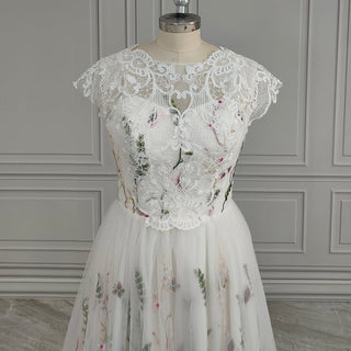 Colorful Embroidered A - Line Wedding Dress - Diva Melody