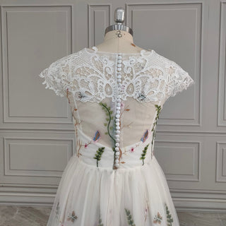 Colorful Embroidered A - Line Wedding Dress - Diva Melody