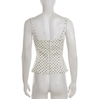 Contrast Lace Polka Dot Tailored Camisole - Diva Melody