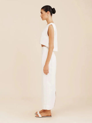 Cotton Linen 2 - Piece Set: Vest & Split Skirt - Diva Melody