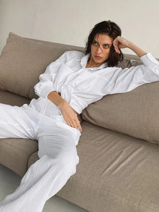 Cotton Long Sleeve 2 - Piece Nightwear Set - Diva Melody