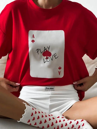 Cotton Poker Card Printed T-Shirt - Diva Melody
