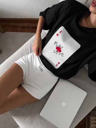Cotton Poker Card Printed T-Shirt - Diva Melody