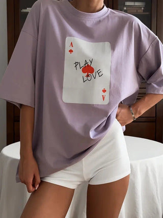 Cotton Poker Card Printed T-Shirt - Diva Melody