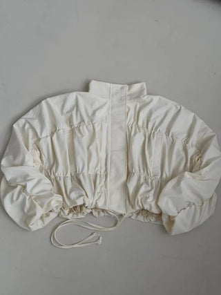 Cream Oversized Gathered Sleeve Windbreaker Jacket - Diva Melody