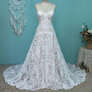 Crochet Lace Boho Wedding Dress - Diva Melody