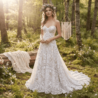 Crochet Lace Boho Wedding Dress - Diva Melody