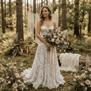 Crochet Lace Boho Wedding Dress - Diva Melody