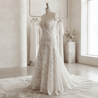 Crochet Lace Boho Wedding Dress - Diva Melody