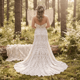 Crochet Lace Boho Wedding Dress - Diva Melody