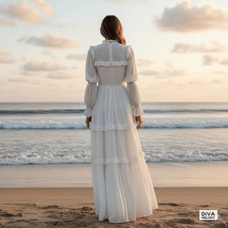 Customized Ruffle Chiffon Bridal Gown - Diva Melody