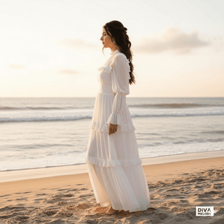 Customized Ruffle Chiffon Bridal Gown - Diva Melody