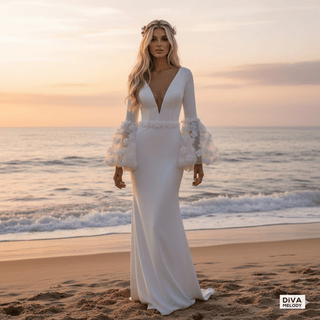 Customized Satin Sheath Bridal Gown - Diva Melody