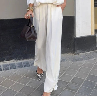 Cut Out Snap Button Jacket and Wide Leg Pant Set - Diva Melody