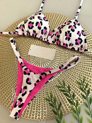 Cute Cherry Print Brazilian Thong Bikini Set Sexy Thong Swimsuit - Diva Melody