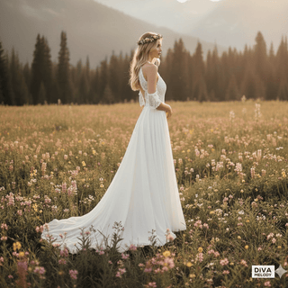 Cutout Lace Halter A - Line Wedding Dress - Diva Melody