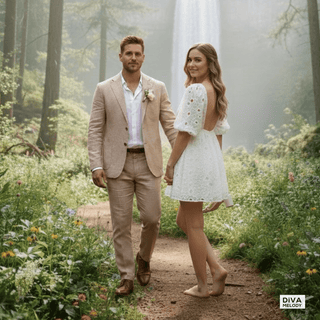 Deep V Neck Mini Wedding Dress - Diva Melody