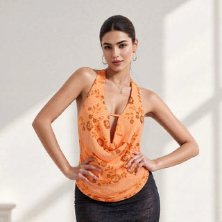 Deep V - Neck Sequin Summer Tops - Diva Melody