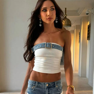 Denim Crop Top & Jeans Set - Diva Melody