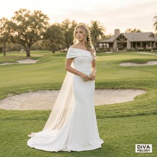 Detachable Long Sleeve Satin Mermaid Wedding Dress - Diva Melody