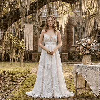 Detachable Sleeve Lace Wedding Dress - Diva Melody
