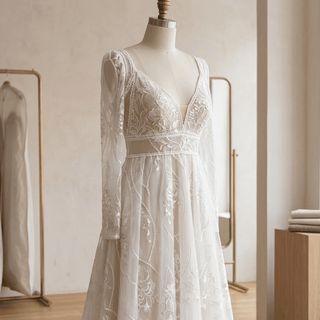 Detachable Sleeve Lace Wedding Dress - Diva Melody