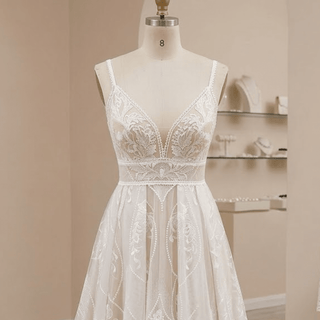 Detachable Sleeve Lace Wedding Dress - Diva Melody