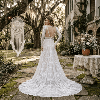 Detachable Sleeve Lace Wedding Dress - Diva Melody