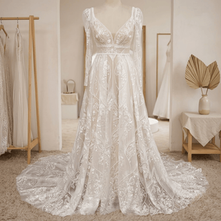 Detachable Sleeve Lace Wedding Dress - Diva Melody
