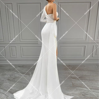 Detachable Sleeves Satin Wedding Dress - Diva Melody