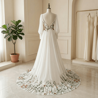 Detachable Sleeves Spaghetti Strap Wedding Dress - Diva Melody