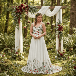 Detachable Sleeves Spaghetti Strap Wedding Dress - Diva Melody