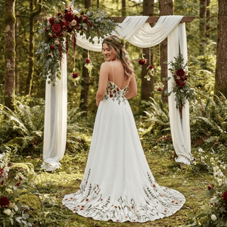 Detachable Sleeves Spaghetti Strap Wedding Dress - Diva Melody