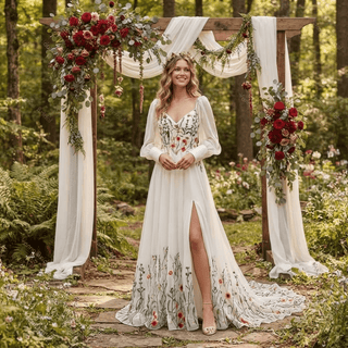 Detachable Sleeves Spaghetti Strap Wedding Dress - Diva Melody