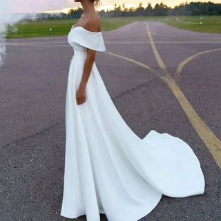 Detachable Train A Line Wedding Dress - Diva Melody