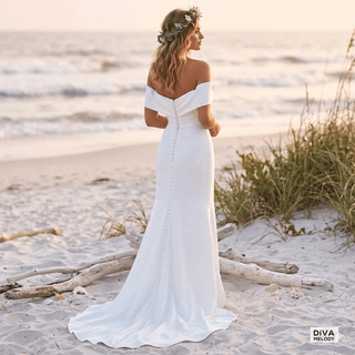 Detachable Train A Line Wedding Dress - Diva Melody