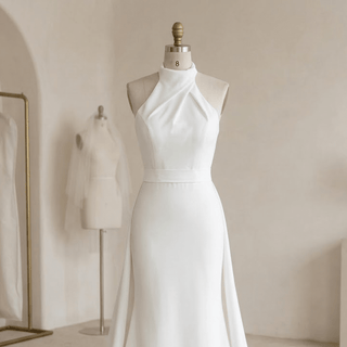 Detachable Train Satin Wedding Dress - Diva Melody