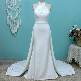 Detachable Train Satin Wedding Dress - Diva Melody