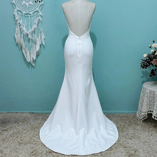 Detachable Train Satin Wedding Dress - Diva Melody