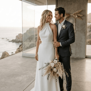 Detachable Train Satin Wedding Dress - Diva Melody