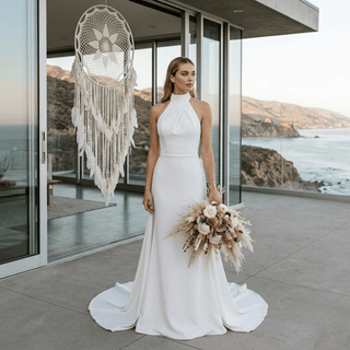 Detachable Train Satin Wedding Dress - Diva Melody