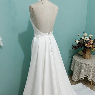 Detachable Train Satin Wedding Dress - Diva Melody