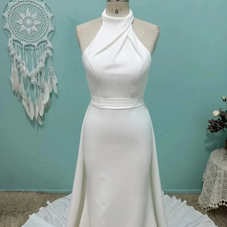 Detachable Train Satin Wedding Dress - Diva Melody