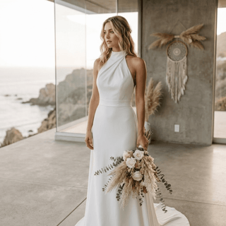 Detachable Train Satin Wedding Dress - Diva Melody