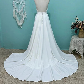 Detachable Train Satin Wedding Dress - Diva Melody