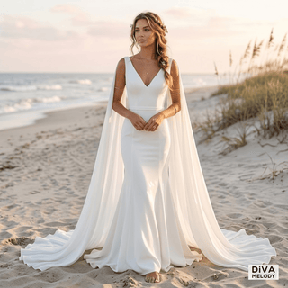 Detachable Wing Mermaid Wedding Dress - Diva Melody