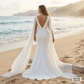 Detachable Wing Mermaid Wedding Dress - Diva Melody
