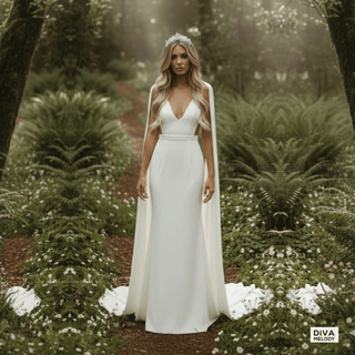 Detachable Wing Sheath Bridal Gown - Diva Melody